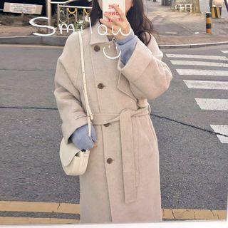 Double Breasted Sashed Long Coat