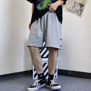 Side-button Wide-leg Shorts
