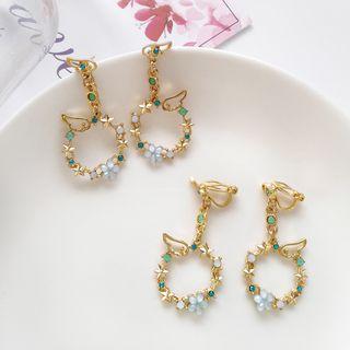 Rhinestone Flower & Wing Hoop Earring / Bracelet / Hair Pin