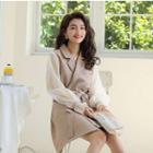 Mesh Panel Double Breasted Coat Dress