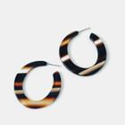 Acrylic Patterned Open Hoop Earrings 1 Pair - Dark Gold - One Size