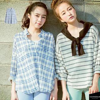 Plaid Loose-fit Blouse