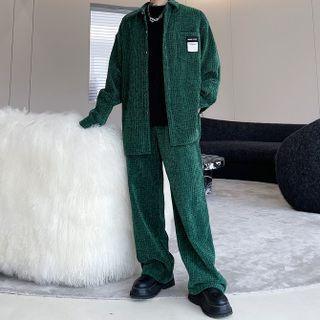 Set: Tweed Shirt + Straight Leg Pants