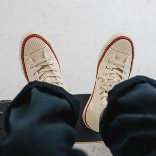 Contrast Trim Canvas High-top Sneakers