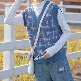 Gingham Knitted Vest