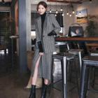 Set: Striped Long Blazer + Front Slit Midi Skirt