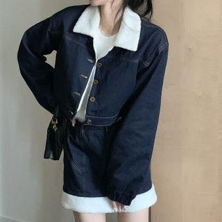 Fleece-lined Denim Jacket / A-line Skirt