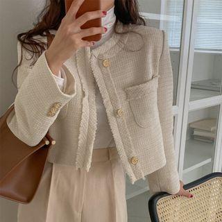 Fringed Tweed Crop Jacket