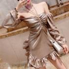 Long-sleeve Off-shoulder Mini Dress