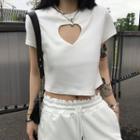 Short-sleeve Cut-out T-shirt White - One Size