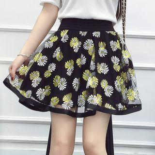 Printed Chiffon A-line Skirt