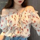 Cold-shoulder Printed Top Chiffon Top - One Size