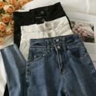Cutout Dual-waistline Skinny Jeans