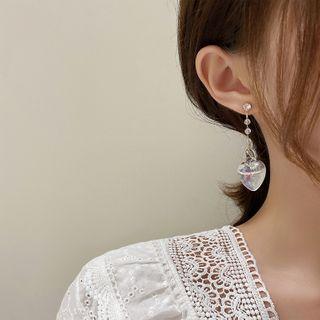 Transparent Heart Dangle Earring 1 Pair - Silver Needle - Earring - As Shown In Figure - One Size