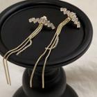 Faux Crystal Fringed Earring 1 Pair - White & Gold - One Size