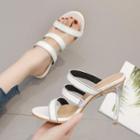 Faux Leather Clear Heel Sandals
