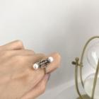 Braided Ring K219 - White & Silver - One Size