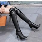 Ribbon Stiletto-heel Over-the-knee Boots