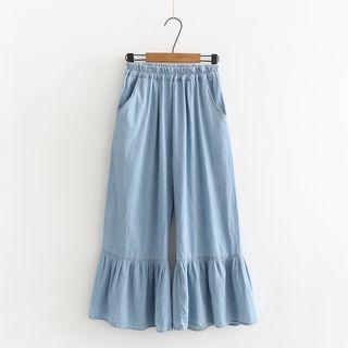 Wide Leg Ruffle Jeans