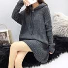 Plain Hooded Loose-fit Sweater Dress