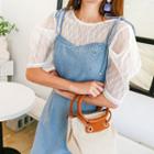 Puff-sleeve See-through Top