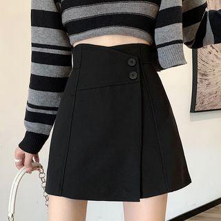 Plain Asymmetrical Mini Skort