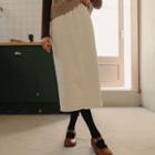 Tab-waist Corduroy Midi Skirt