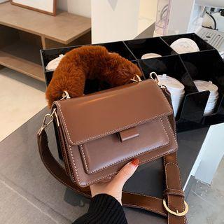 Flap Furry Handle Crossbody Bag