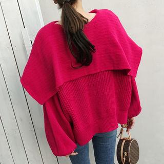 Capelet Knit Pullover In Pink Pink - One Size