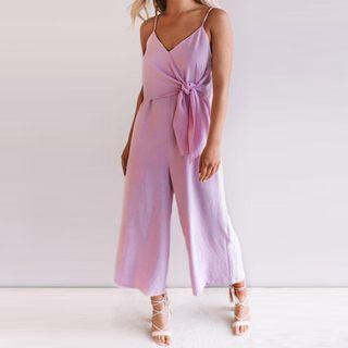 Spaghetti-strap V-neck Wide-leg Jumpsuit