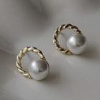Faux Pearl Alloy Earring A900 - 1 Pair - Gold - One Size