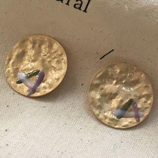 Disc-accent Earring K53 - 1 Pair - Gold - One Size