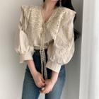 Puff-sleeve Lace Collar Blouse