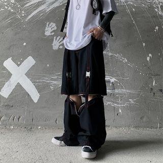 Zipper Cargo Wide-leg Pants