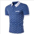 Short-sleeve Contrast-trim Dotted Polo Shirt