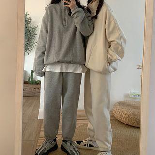 Set: Plain Fleece Sweatshirt / Sweatpants