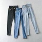 High Waist Studded Straight Leg Jeans