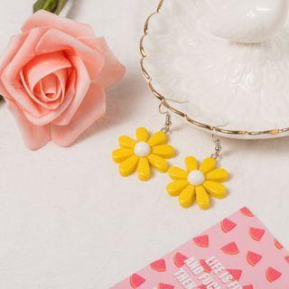 Flower Drop Earring 1 Pair - Earrings - Yellow - One Size