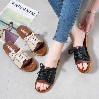 Lace-up Details Slide Sandals