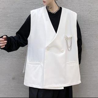 V-neck Double Breasted Vest