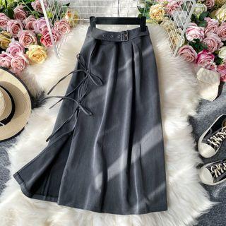 High-waist A-line Midi Split Dress