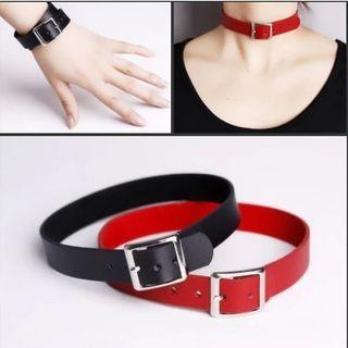 Faux Leather Buckled Choker / Bracelet