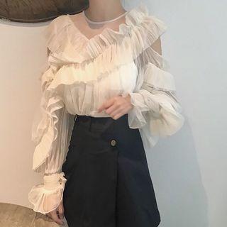Long-sleeve Cold Shoulder Top / Camisole Top / Skorts / Set