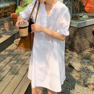 Lace-trim Pintuck Mini Dress