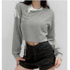 Mock Two-piece Cropped Chain-accent Sweatshirt