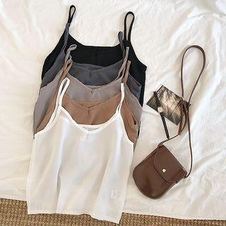 Plain V-neck Slim-fit Camisole Top