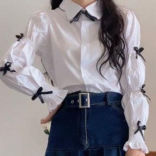 Bow-accent Puffy Shirt