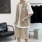 Plain Vest / Short-sleeve Crew Neck T-shirt / Shorts / Set