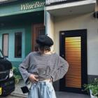 Tie-front Stripe T-shirt Stripe - One Size