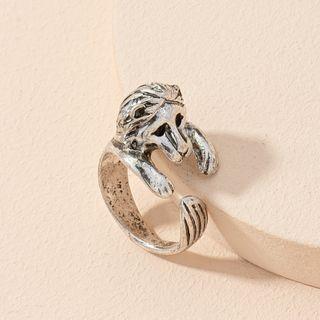 Lion Alloy Open Ring Dark Silver - One Size